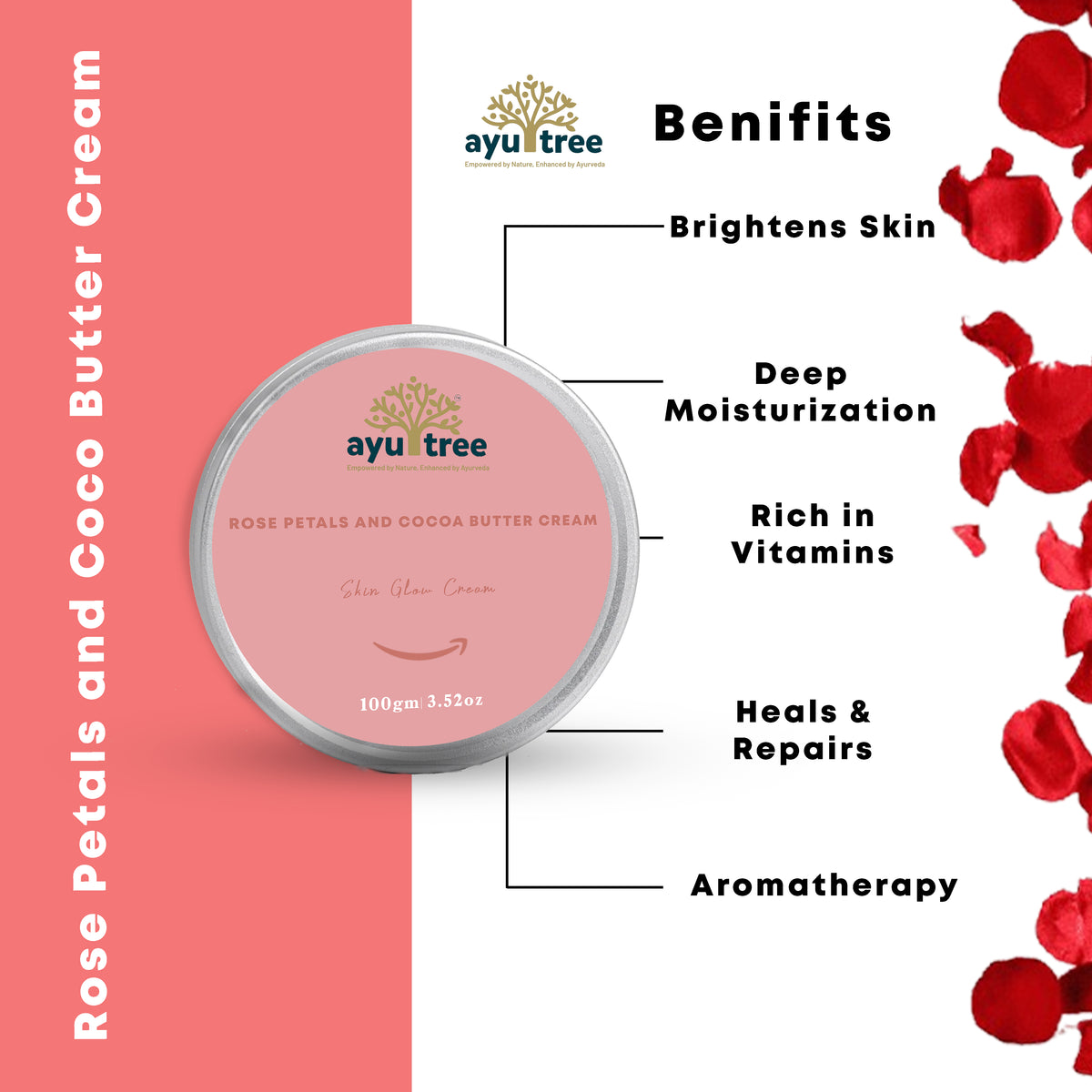 Rose petals  and Coco Butter Cream 100gms